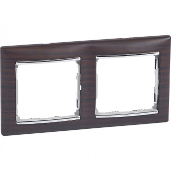Рамка LEGRAND Valena 2 поста горизонтальный монтаж темное дерево/серебряный штрих Рамка LEGRAND Valena 2 поста горизонтальный монтаж темное дерево/серебряный штрих